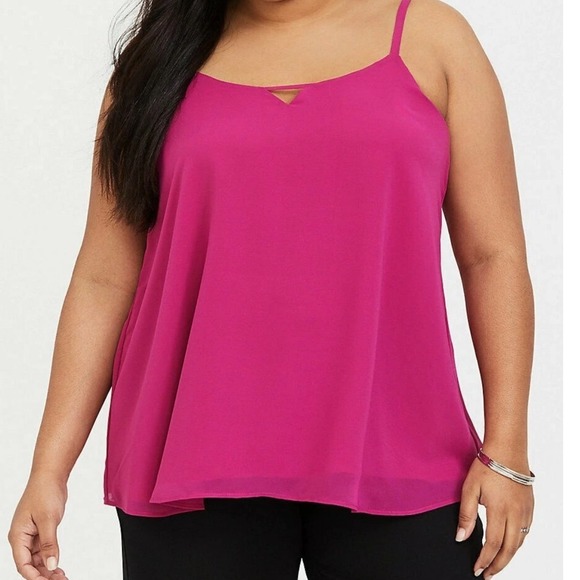 torrid Tops - Torrid Sophie Chiffon Keyhole Swing Cami Fuchsia Purple Plus Size 3 3X 22-24